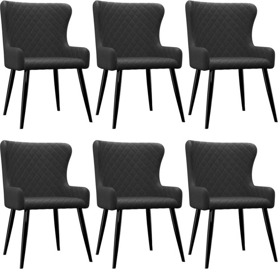 Decoways Eetkamerstoelen 6 stuks stof zwart