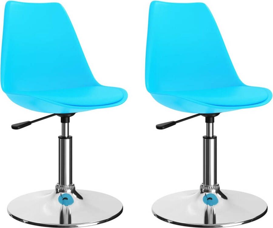 Decoways Eetkamerstoelen draaibaar 2 stuks kunstleer blauw