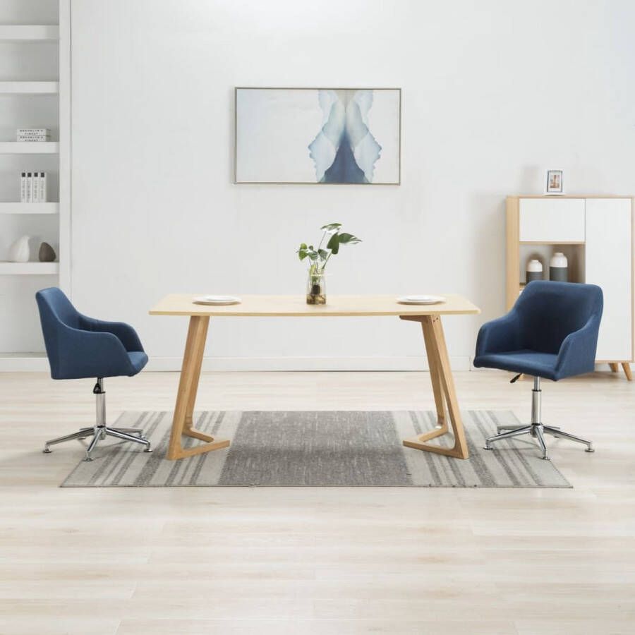 Decoways Eetkamerstoelen draaibaar 2 stuks stof blauw