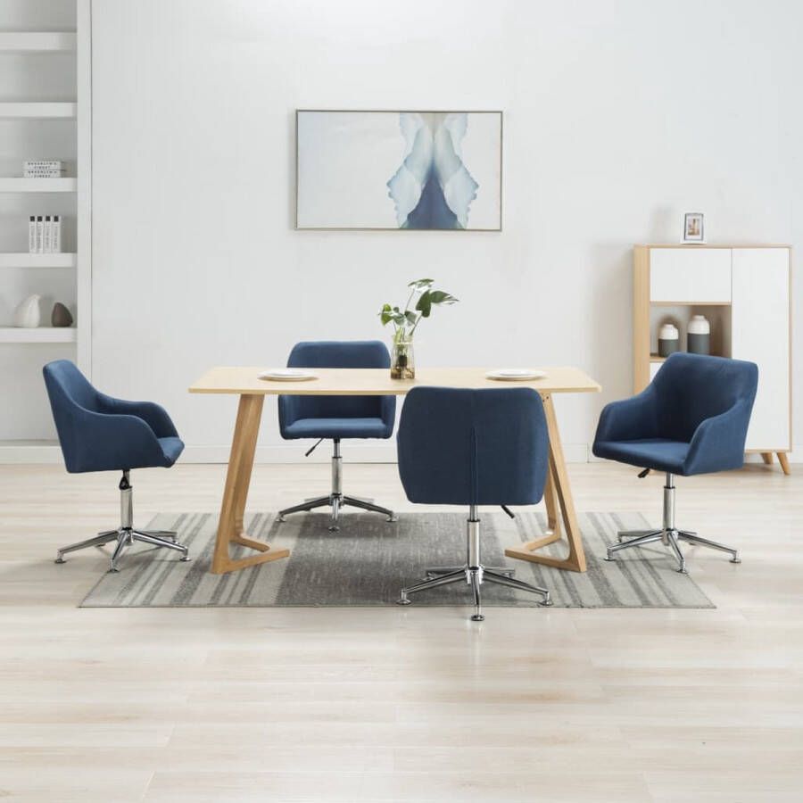 Decoways Eetkamerstoelen draaibaar 4 stuks stof blauw