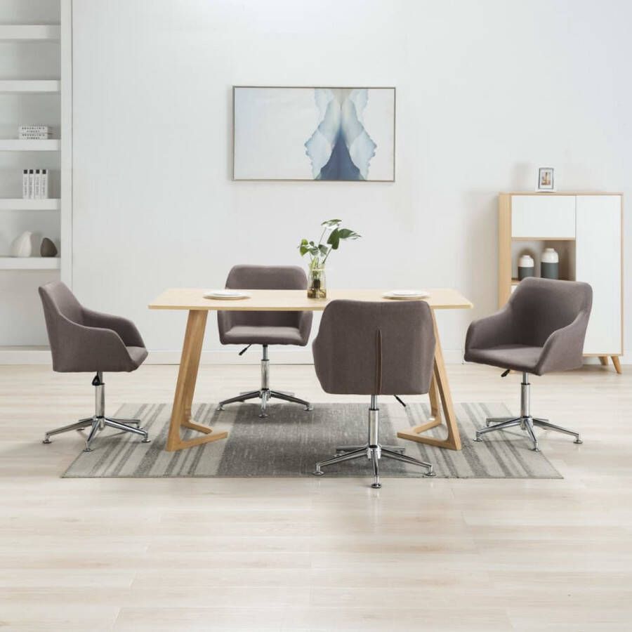 Decoways Eetkamerstoelen draaibaar 4 stuks stof taupe