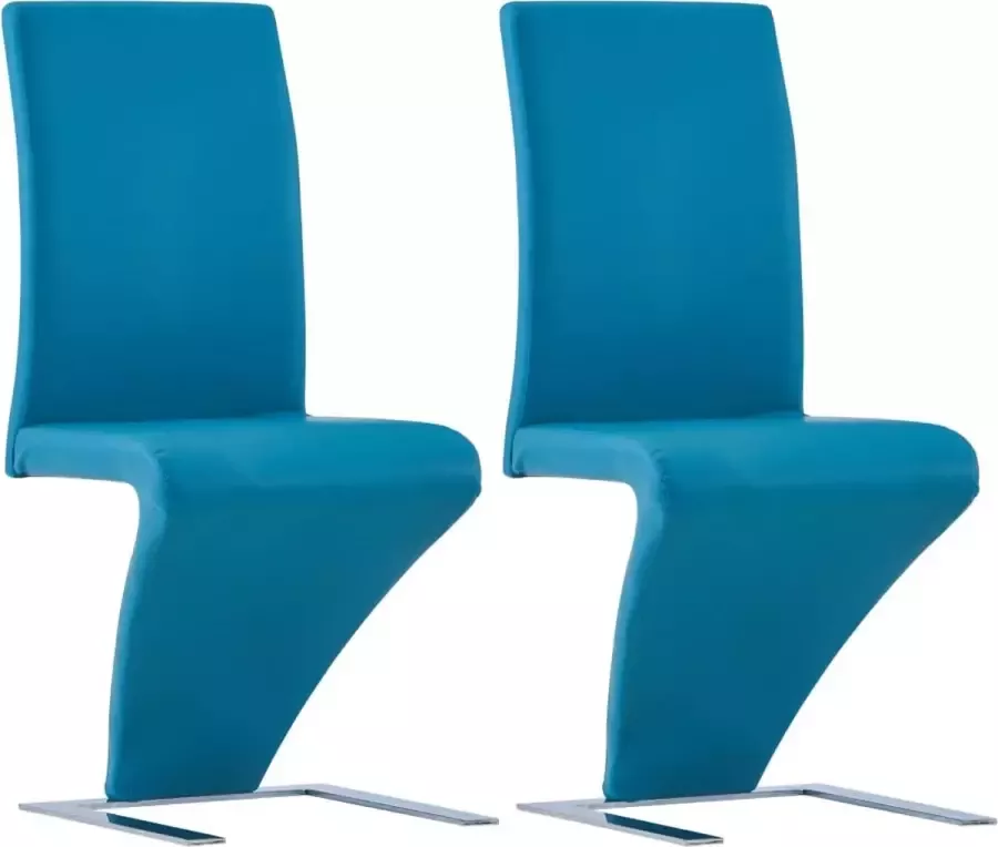 Decoways Eetkamerstoelen met zigzag-vorm 2 stuks kunstleer blauw