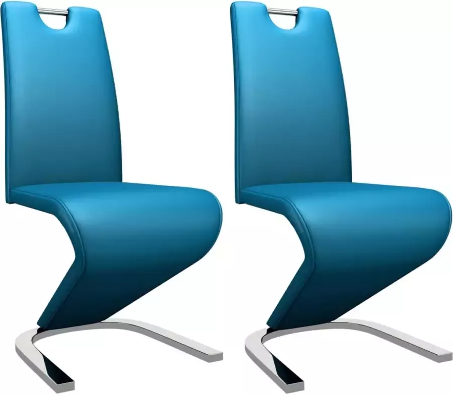 Decoways Eetkamerstoelen met zigzag-vorm 2 stuks kunstleer blauw