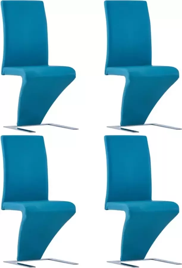 Decoways Eetkamerstoelen met zigzag-vorm 4 stuks kunstleer blauw