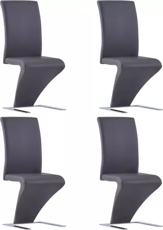 Decoways Eetkamerstoelen met zigzag-vorm 4 stuks kunstleer grijs