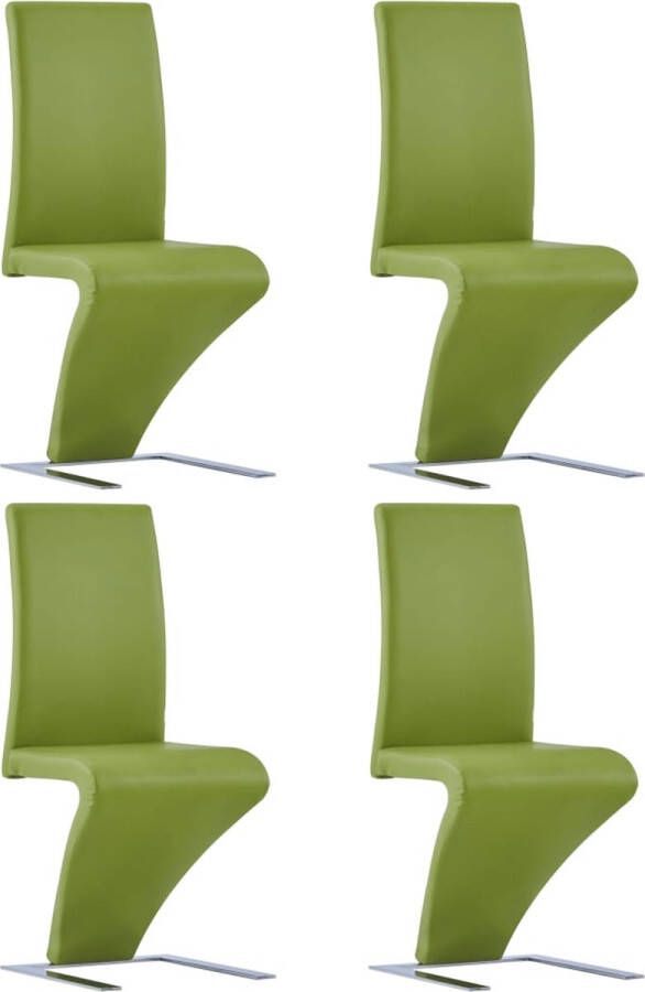 Decoways Eetkamerstoelen met zigzag-vorm 4 stuks kunstleer groen