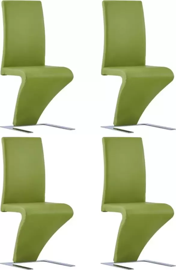 Decoways Eetkamerstoelen met zigzag-vorm 4 stuks kunstleer groen