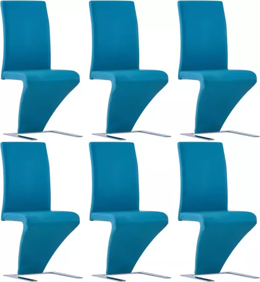 Decoways Eetkamerstoelen met zigzag-vorm 6 stuks kunstleer blauw