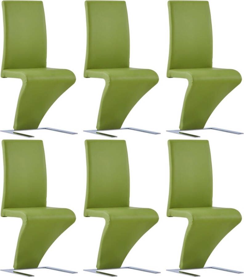 Decoways Eetkamerstoelen met zigzag-vorm 6 stuks kunstleer groen