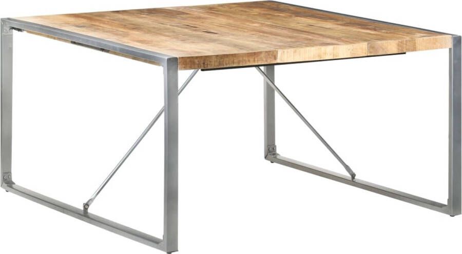 Decoways Eettafel 140x140x75 cm ruw mangohout