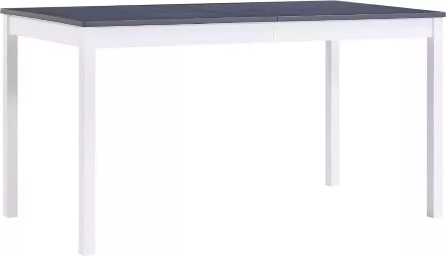 Decoways Eettafel 140x70x73 cm grenenhout wit en grijs