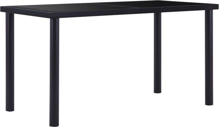 Decoways Eettafel 140x70x75 cm gehard glas zwart