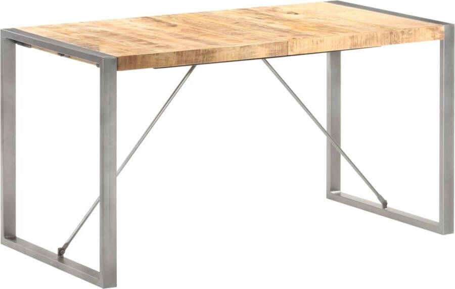 Decoways Eettafel 140x70x75 cm massief ruw mangohout