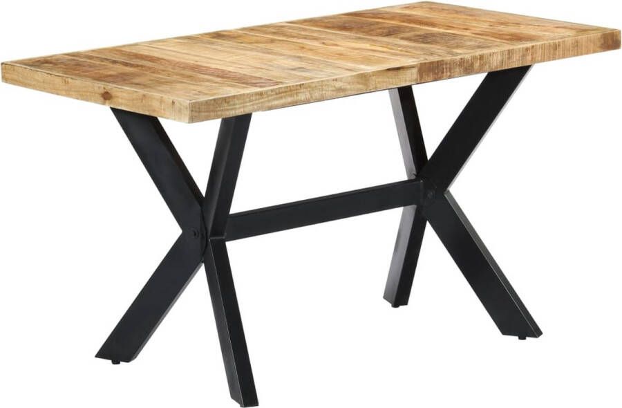 Decoways Eettafel 140x70x75 cm massief ruw mangohout