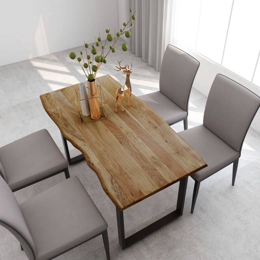 Decoways Eettafel 140x70x76 cm massief acaciahout