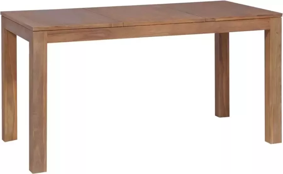 Decoways Eettafel 140x70x76 cm teakhout met natuurlijke afwerking