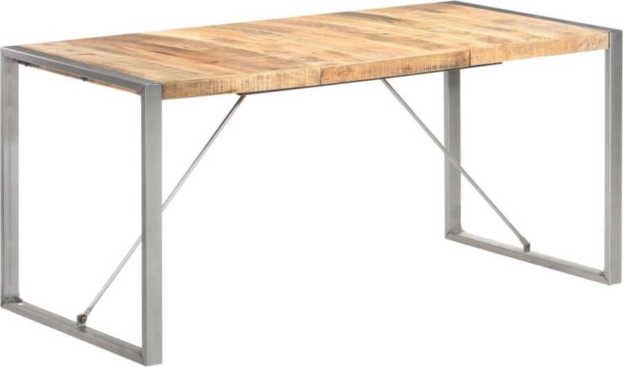 Decoways Eettafel 160x80x75 cm massief ruw mangohout