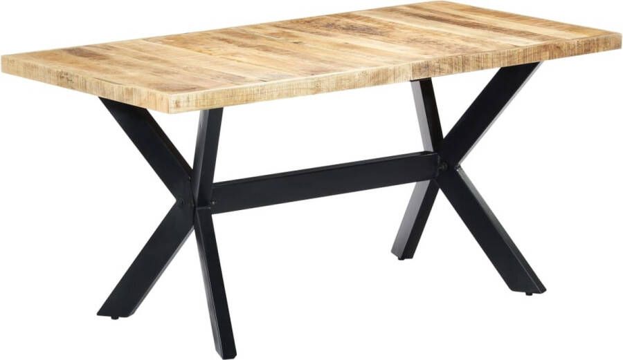 Decoways Eettafel 160x80x75 cm massief ruw mangohout