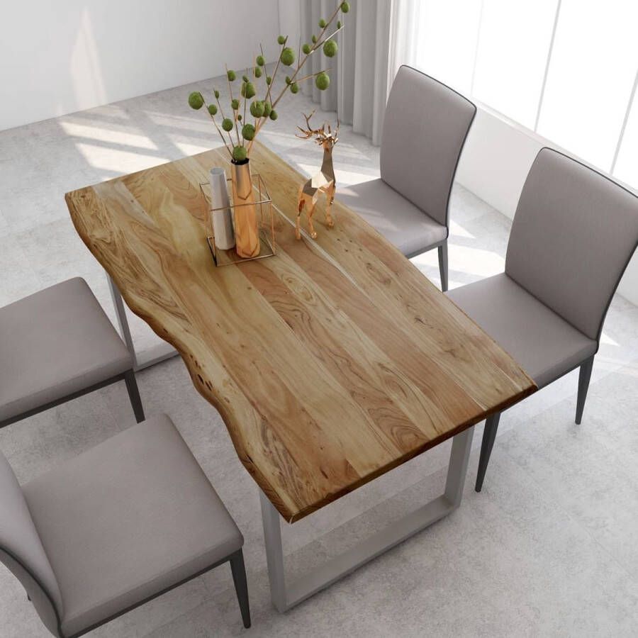 Decoways Eettafel 160x80x76 cm massief acaciahout