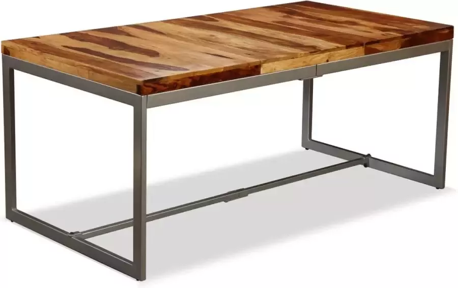 Decoways Eettafel 180 cm massief sheeshamhout en staal