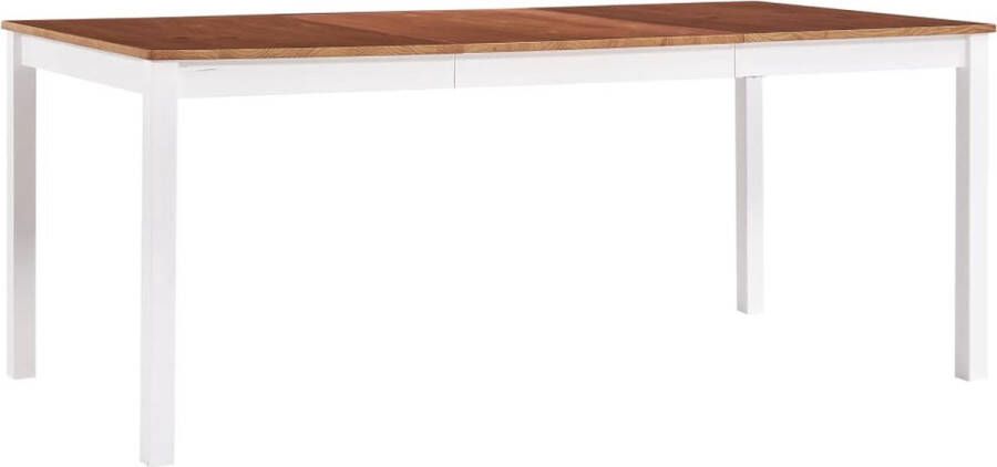 Decoways Eettafel 180x90x73 cm grenenhout wit en bruin