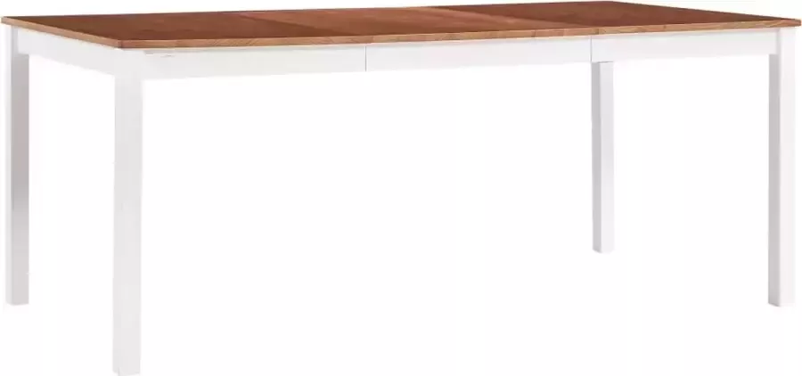 Decoways Eettafel 180x90x73 cm grenenhout wit en bruin