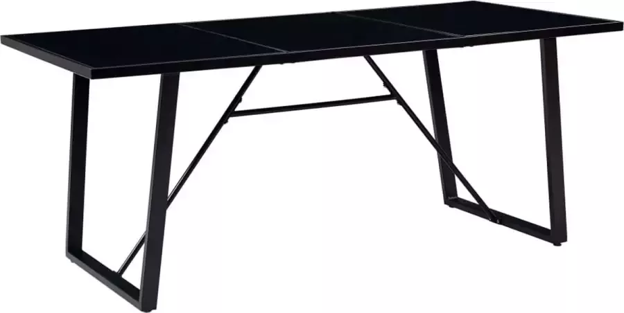 Decoways Eettafel 200x100x75 cm gehard glas zwart