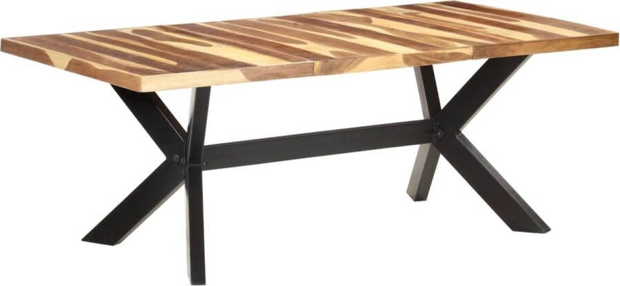 Decoways Eettafel 200x100x75 cm massief hout met sheesham afwerking