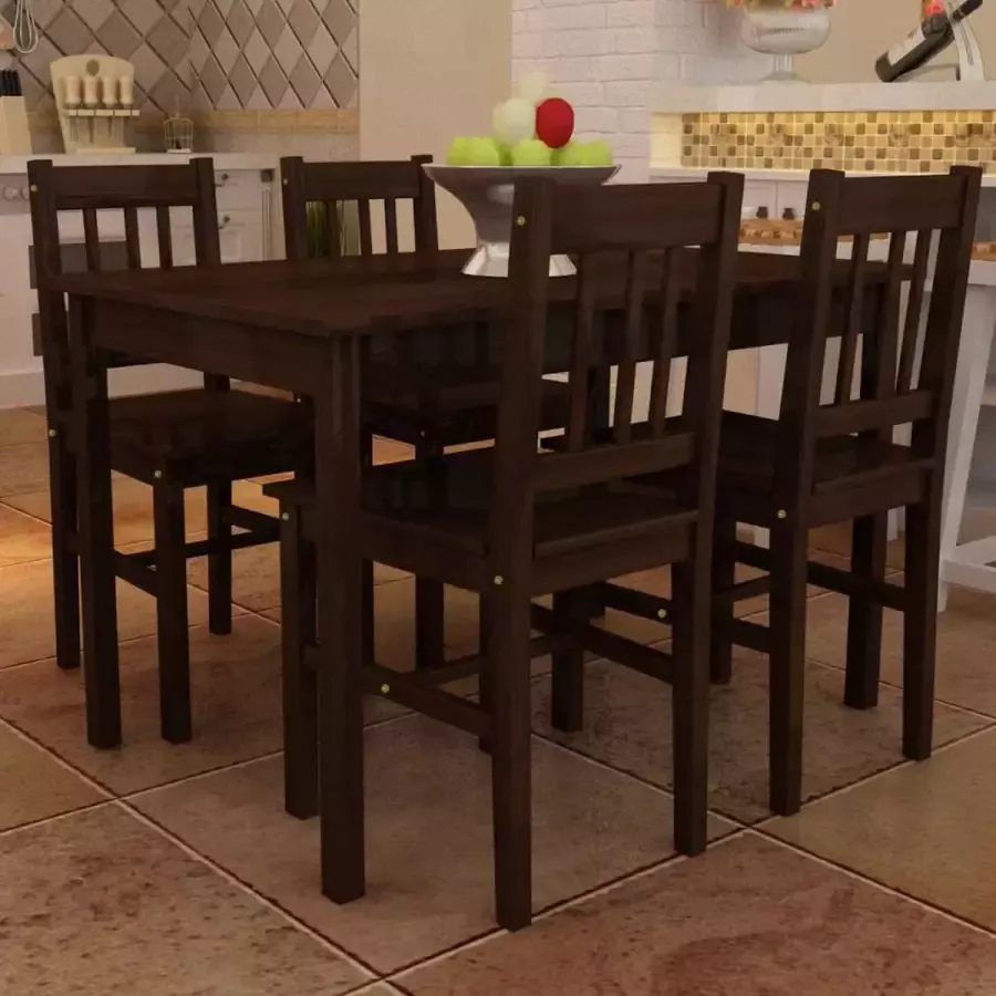 Decoways Eettafel met 4 stoelen hout bruin