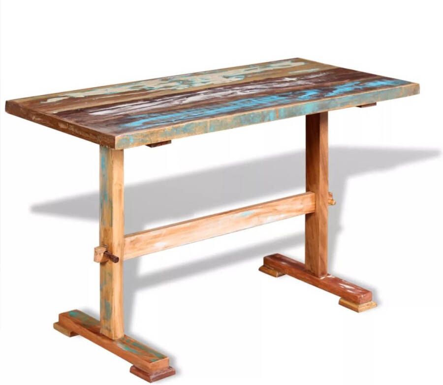 Decoways Eettafel op voet 120x58x78 cm massief gerecycled hout