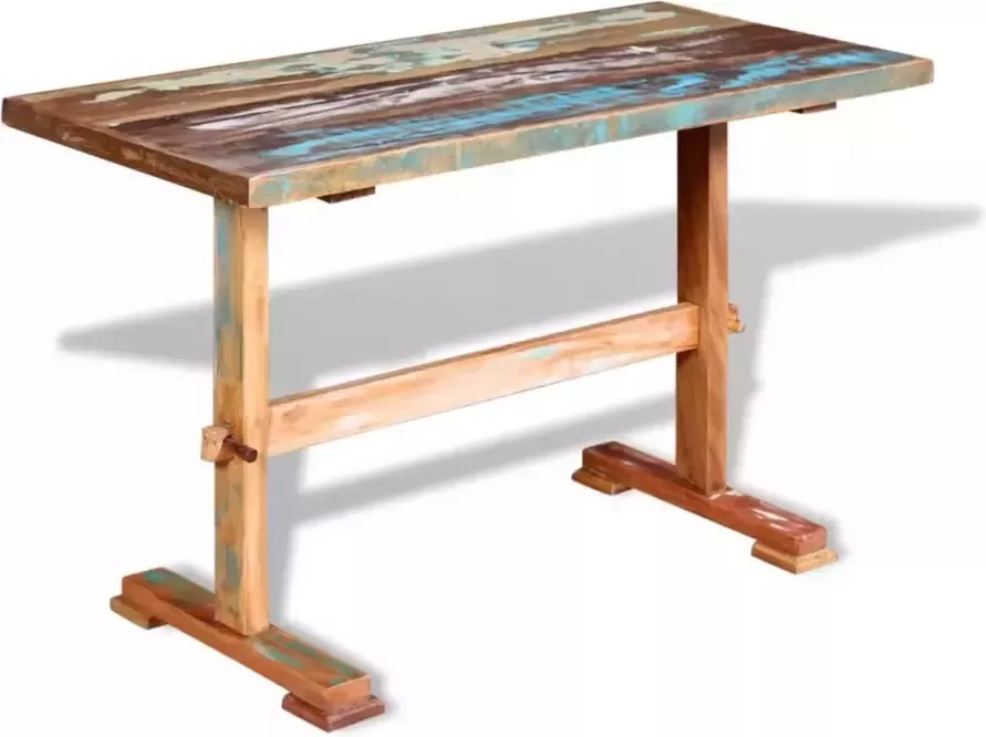 Decoways Eettafel op voet 120x58x78 cm massief gerecycled hout