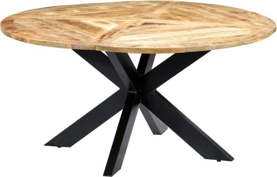 Decoways Eettafel rond 150x76 cm massief mangohout