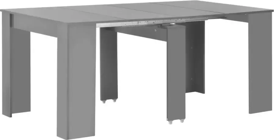 Decoways Eettafel verlengbaar 175x90x75 cm hoogglans grijs