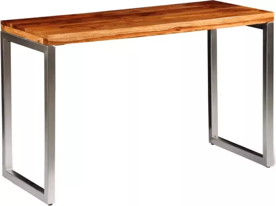 Decoways Eettafel bureau met stalen poten massief sheeshamhout