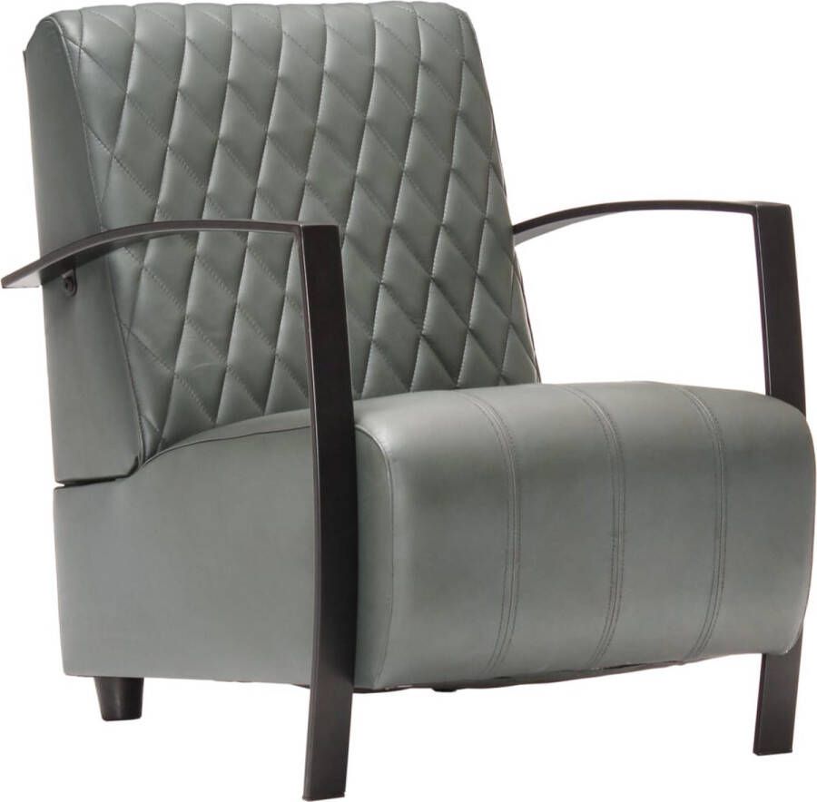 Decoways Fauteuil echt leer grijs