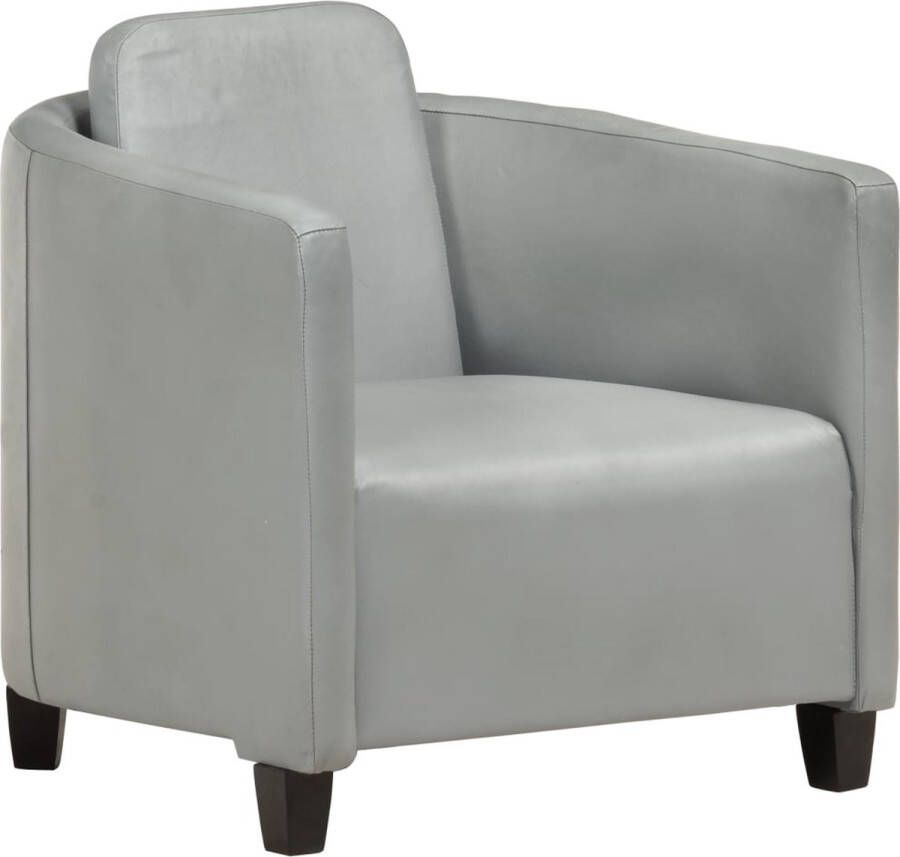 Decoways Fauteuil echt leer grijs