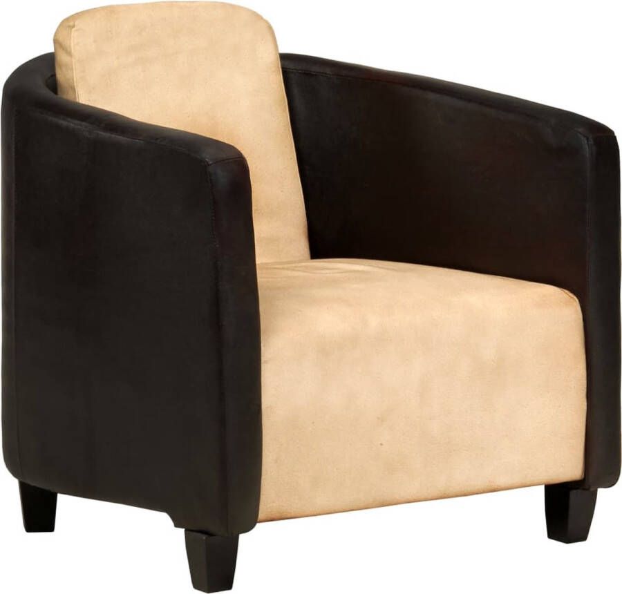 Decoways Fauteuil echt leer tan en zwart