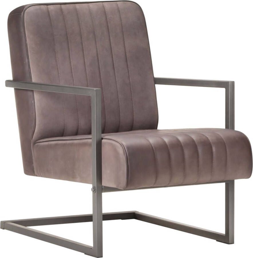 Decoways Fauteuil echt leer verweerd bruin