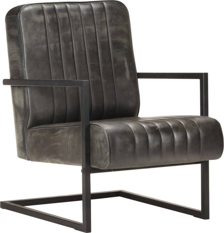 Decoways Fauteuil echt leer verweerd grijs