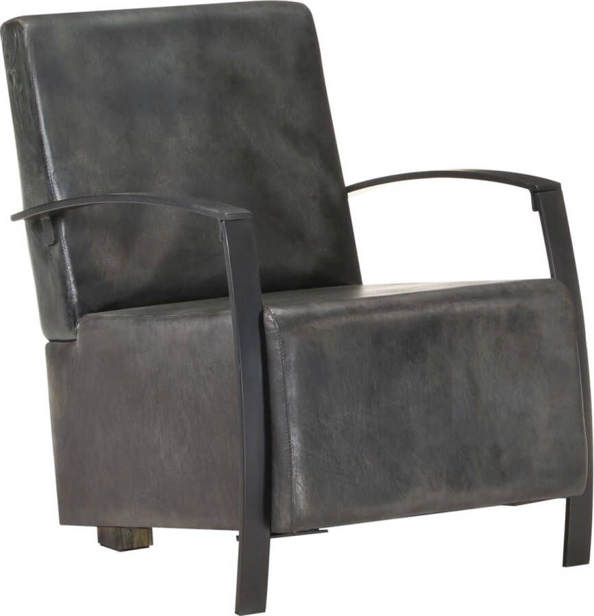 Decoways Fauteuil echt leer verweerd grijs