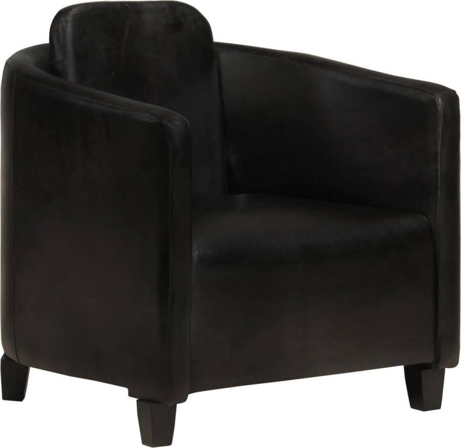 Decoways Fauteuil echt leer zwart