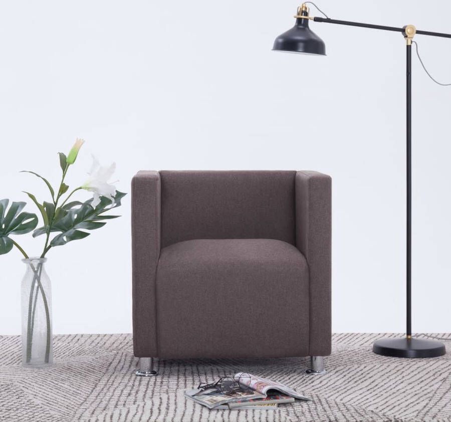 Decoways Fauteuil kubus stof taupe