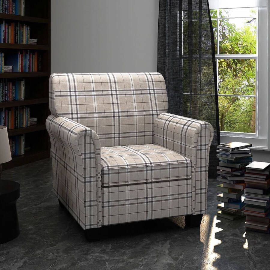 Decoways Fauteuil met kussen stof crème