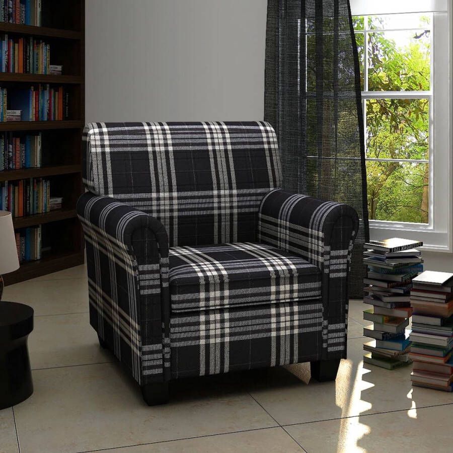 Decoways Fauteuil met kussen stof zwart