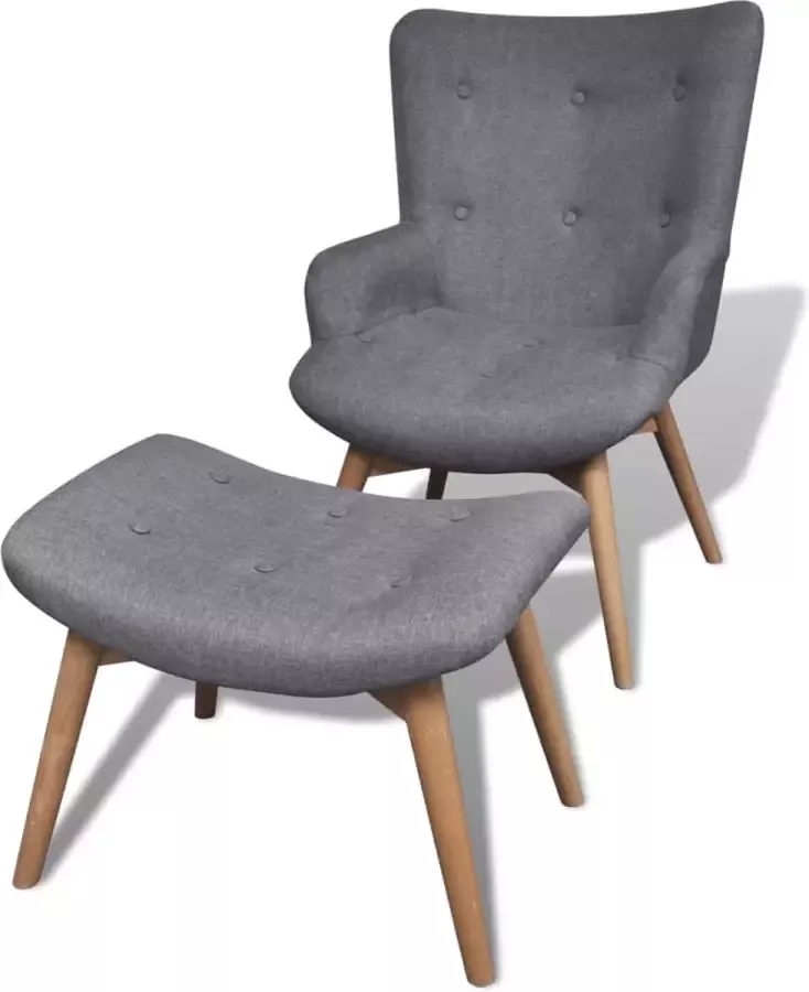 Decoways Fauteuil met voetenbankje grijs stof