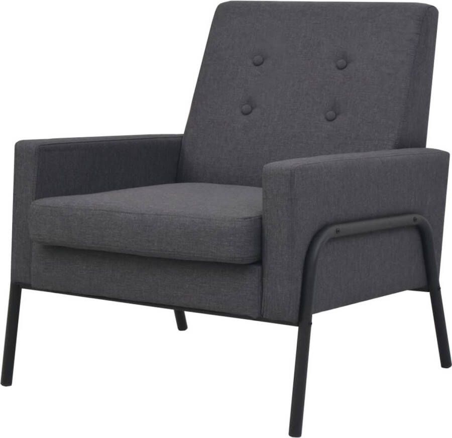 Decoways Fauteuil staal en stof donkergrijs