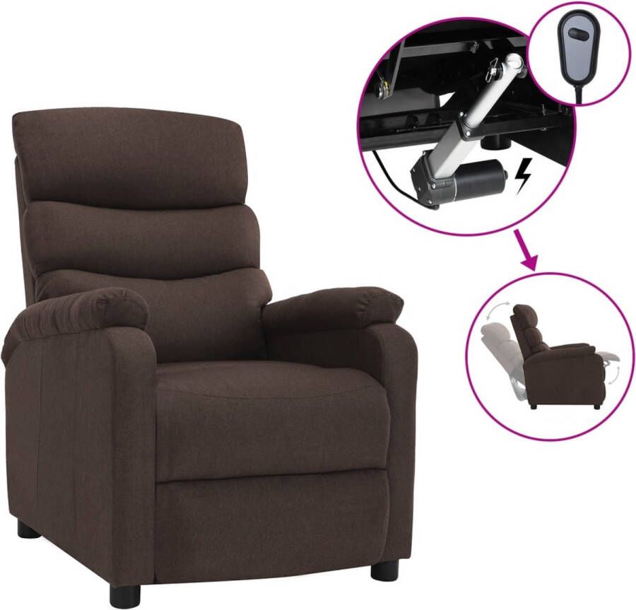 Decoways Fauteuil verstelbaar elektrisch stof bruin