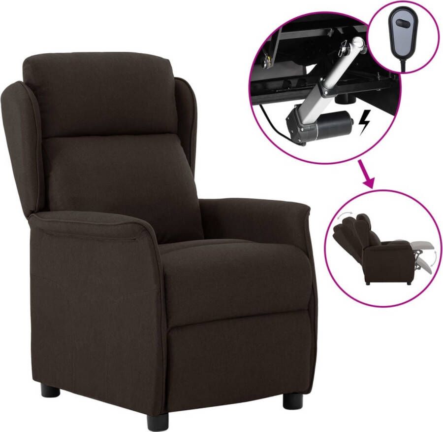 Decoways Fauteuil verstelbaar elektrisch stof donkerbruin