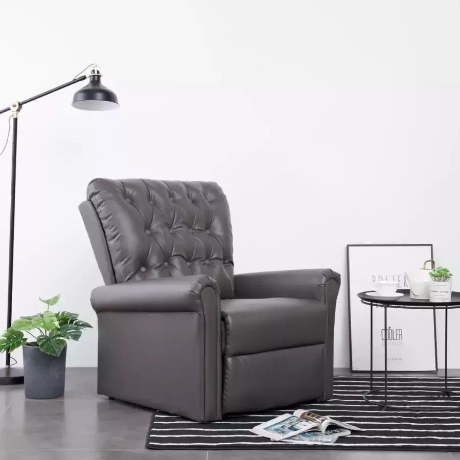 Decoways Fauteuil verstelbaar kunstleer grijs