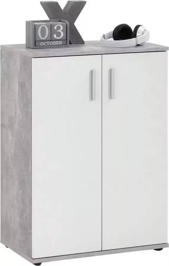 Decoways FMD Kast met 2 deuren wit en grijs